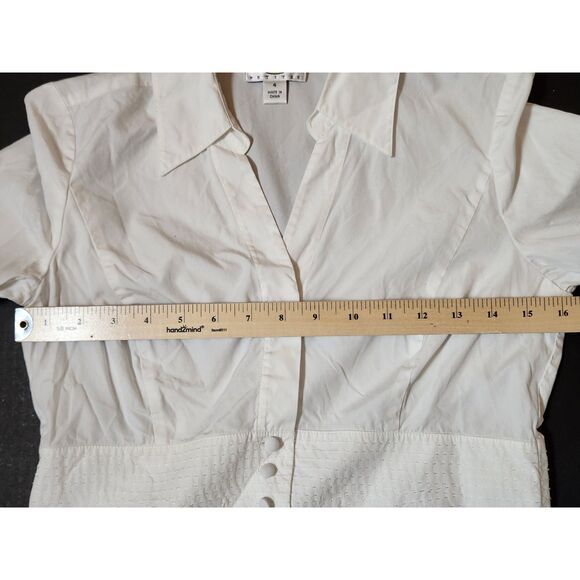 Talbots Petites Button-Down 3/4 sleeve Blouse Women’s Size 4 White - Picture 7 of 9